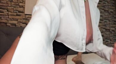 Busty waitress gets fucked by perverted hotel guest for money and cums inside her