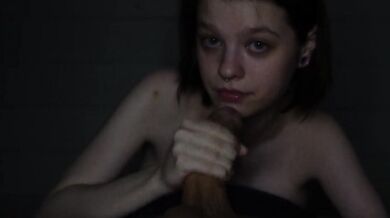 18 yo teen KIRA MERCY chokes on cock and get sperm on her THROAT