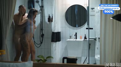 Shower together It's easier to clean face from cum
