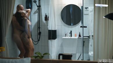 Shower together It's easier to clean face from cum