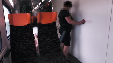 Very risky sex for money in public - Buxom milf passenger fucked on train Amateur porn Dada Deville