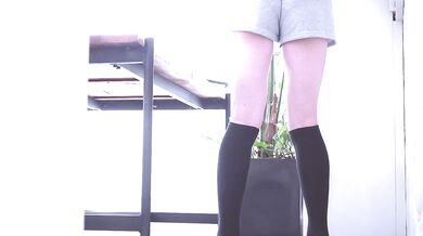 Rubbing against the desk corner with my shorts