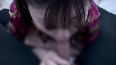 Intense blowjob in a Chinese dress