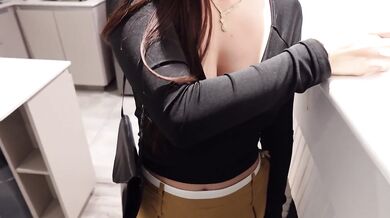 I a busty girl in the bathroom of the Party. Rich moans.