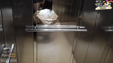 Caught the married neighbor in the elevator. Mistress sucked him off. Mouthful of cum.