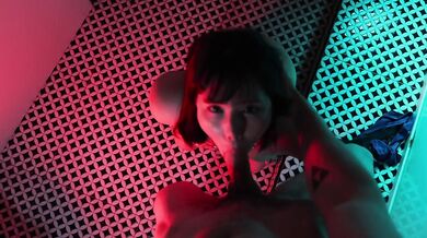 Horny Japanese girl gives you blowjob and swallows his cum in the bathroom of night club