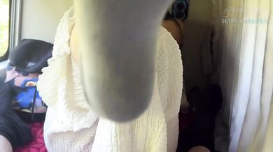 Beatrice Segreti is too and seduces a man in the bus! Risky amateur public sex