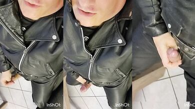 Sandro jerking off and cumming in full leather the 3rd time a day - no much sperm left :D