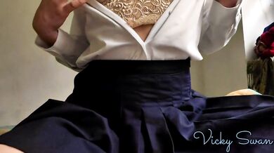 Teasing my boyfriend in school uniform for quicky POV - Vicky Swan