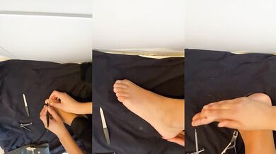 Eat the nail clips from my feet! Black girl makes herself a pedicure