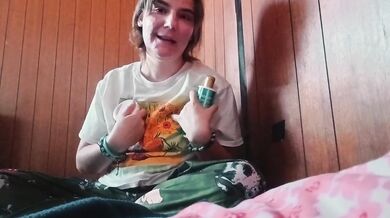 Massaging my breasts with lotion