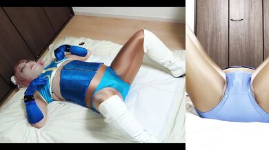Female mask crossdresser masturbates with shiny bloomers. I love bare nipples!