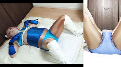 Female mask crossdresser masturbates with shiny bloomers. I love bare nipples!