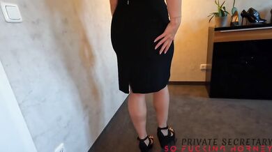 my private secretary choosing wedges from high heel selection for footjob