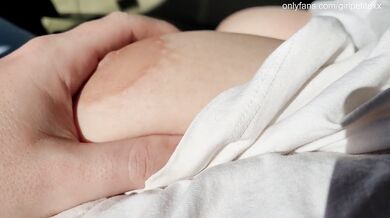 Touching Sensitive Big Natural Boobs of my Hot Stepsister without Bra in the Car