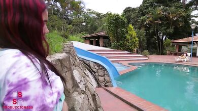 A BIG SPANKED IN THE POOL WITH MY BOSS'S