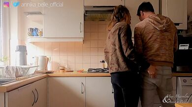 Kitchen make out with stepsister, kissing & fingering - sensual teasing moments