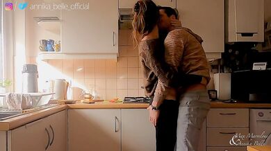 Kitchen make out with stepsister, kissing & fingering - sensual teasing moments
