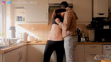 Kitchen make out with stepsister, kissing & fingering - sensual teasing moments