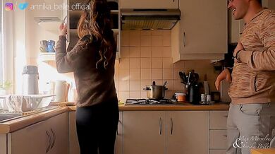 Kitchen make out with stepsister, kissing & fingering - sensual teasing moments