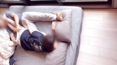 A college couple wakes up and has intense sex. She has pure white soft boobs and involuntarily panting loudly.