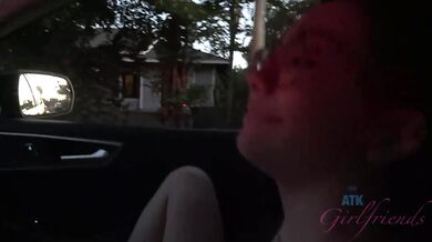 Hanging out and playing with pornstar Leena Lux and her hairy pussy POV