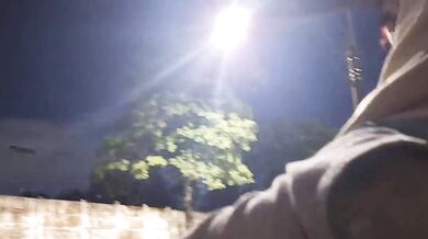Risky masturbation with a beautiful redhead at the bus stop!