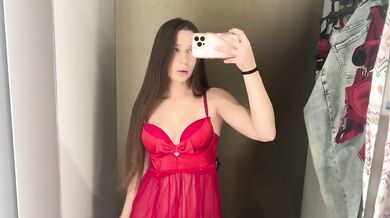 New Year's lingerie try-On in fitting room | pussy and ass close-up