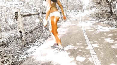 Jungle The Woods Outside Public Bike Trail Solo Female Exhibitionist Yoga Naked