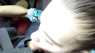Quick blowjob while waiting in line