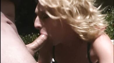 The blonde likes to suck cock and drink cum