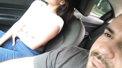 I masturbate my pussy in my friend's car on the way home.
