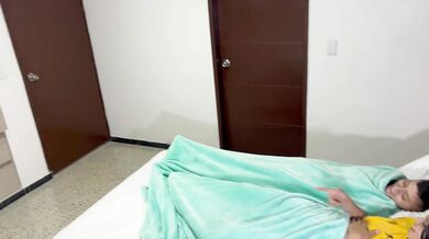 I undress my shy stepsister to suck her big breasts and pour my milk there.