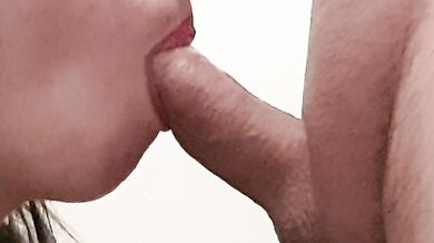 ASMR Best Close Up Blowjob , Huge Cumshot On Natural Tits