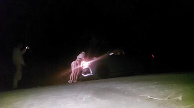 Driver has sex with two female passengers on the road.