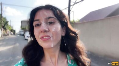 Triple Cum on Face for Village Whore - Public Cumwalk