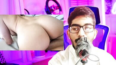 Stepsister fucks stepbrother while playing game. Reaction Video.