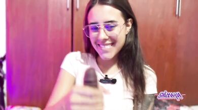 Salmakia sucks and licks a good black dildo- JOI