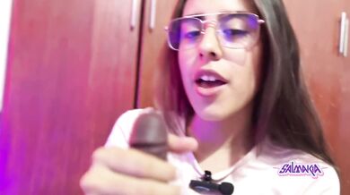 Salmakia sucks and licks a good black dildo- JOI
