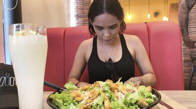 I INVITED HER TO EAT SALAD BUT ON THE CONDITION THAT SHE USED MY SPECIAL SAUCE