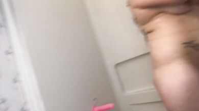 Lightskin Latina takes BBC backshots in the shower when mans at work!