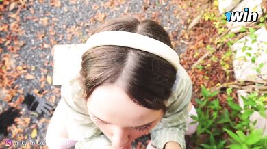 Master fucked the sexy gardener. Cum on her breasts