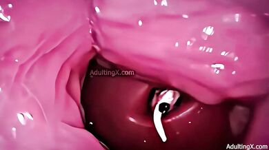 Camera in Vagina, Cervix POV, Tiny Cucked by Giant ‘Couple’, Cum in Condom and Creampie - Full Clip