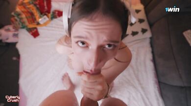 Horny VIRGIN Big Titty Step-Sis Present Her Holes As Gift
