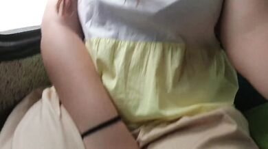 I'm so horny on the bus that I come home to cum