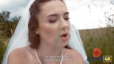 BRIDE4K. She ran away from her fiancé to fuck a stranger shepherd outdoors