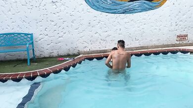 THE NEIGHBOR LEAVES HER HUSBAND AT HOME TO FUCK THE FIRST SEE IN THE POOL
