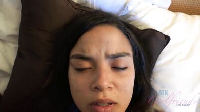 Maya Bijou's feet and mouth get you nice and hard for her warm pussy, and then you cum inside of her