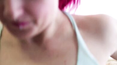 Pink haired hot solo MILF uses her favorite sex toy