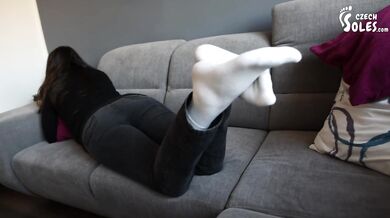 Big, tired and smelly feet (POV foot worship, worn socks, foot smelling, stinky feet,BIG feet soles)